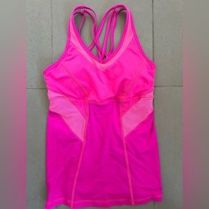 Brilliant Pink workout top by Lulu. Beautiful color and design.